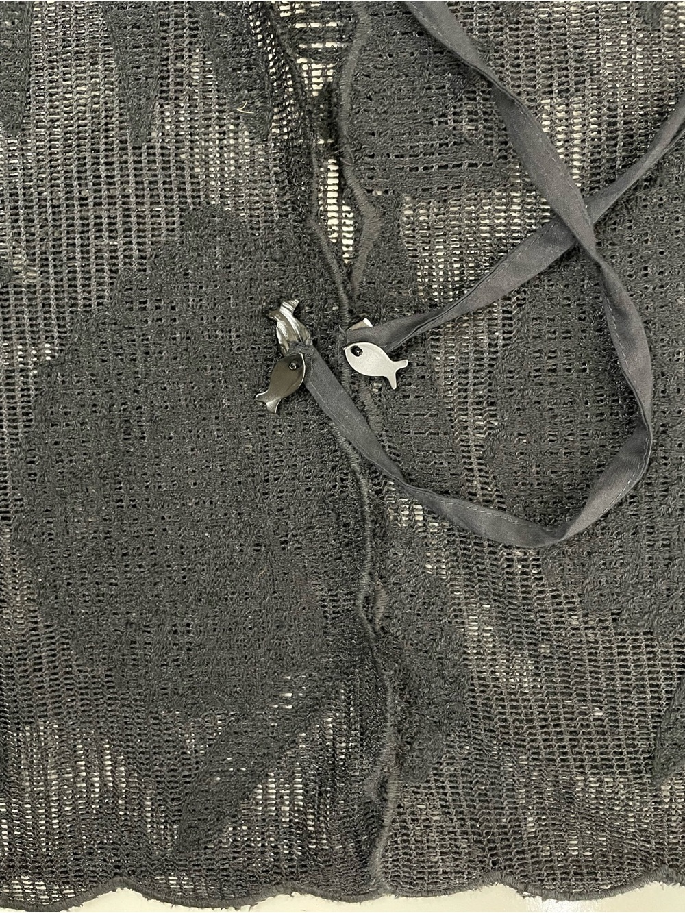 Free People Willow Tie Front Cape Black OS Fits All - Picture 7 of 11